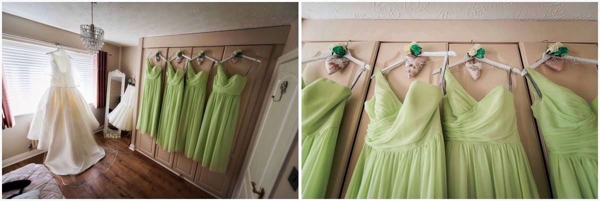 wide angle shot of bridesmaids dresses