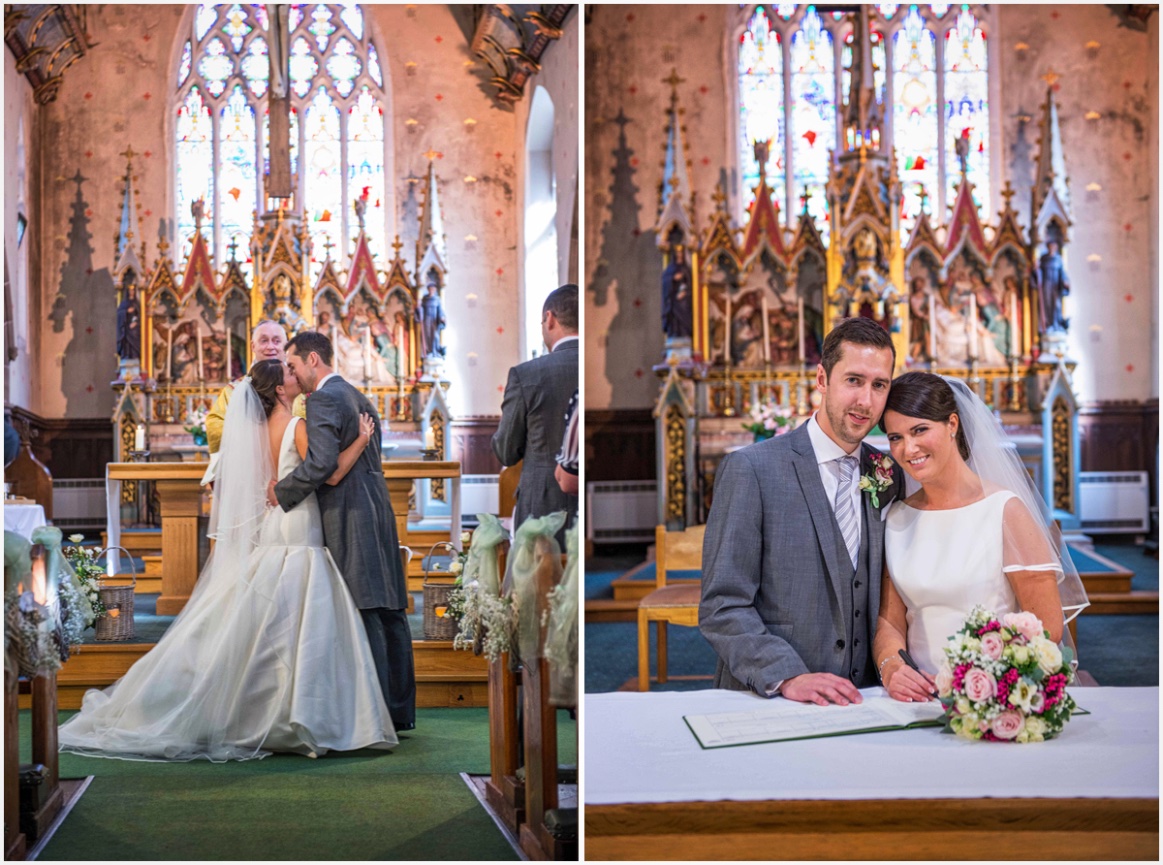 happy couple tying the knot photo