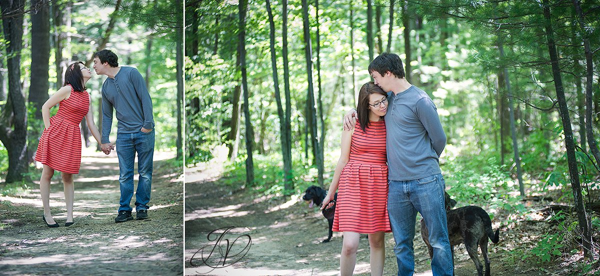 couple kissing in the woods photo, natural engagement photo, outdoors engagement session, alabnay engagement photographer, saratoga engagement