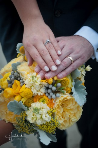 Yellow and grey bridal bouquet