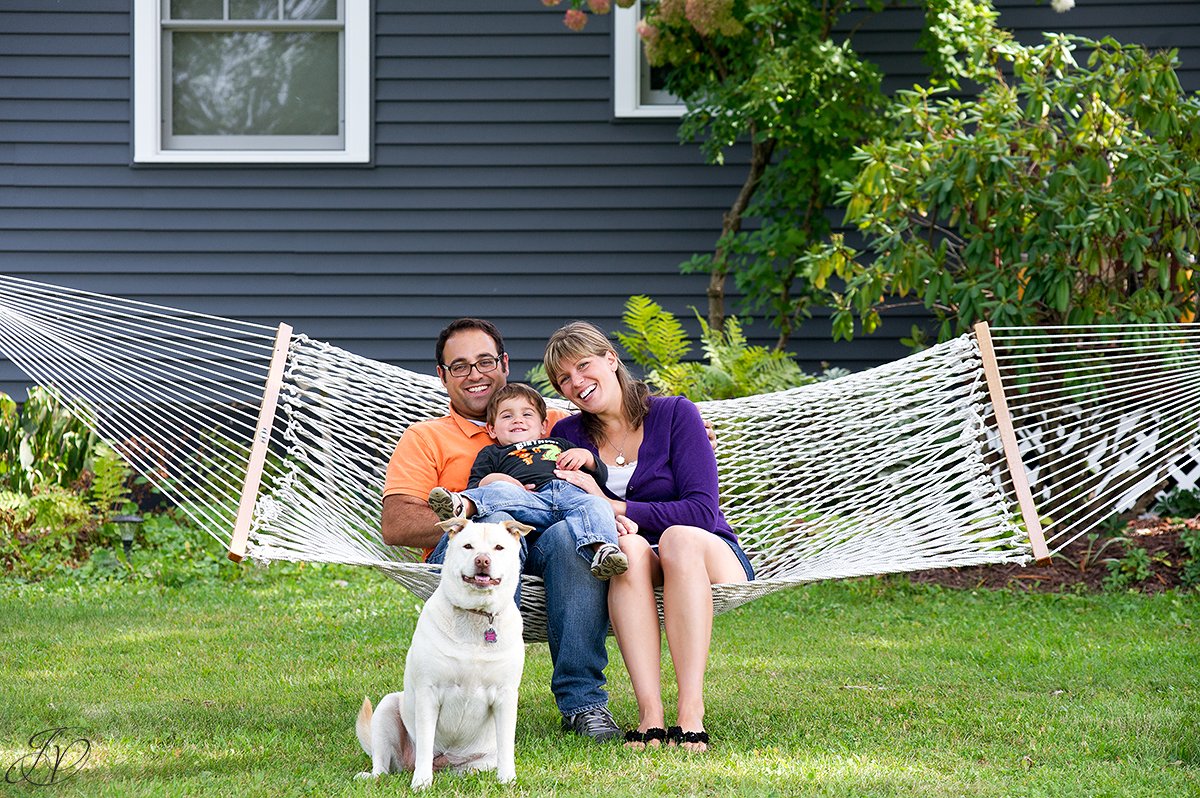 family portrait with dog