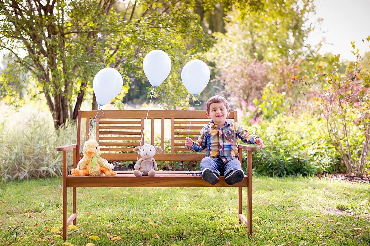 two year old portrait session balloons children