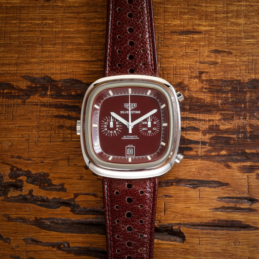 Heuer Silverstone 110.313 Burgundy Red 1970 s Roy Sacha