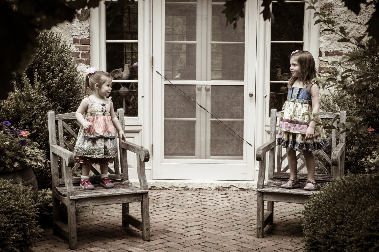 Peterson Children Portraits in Wisconsin - girls in the garden