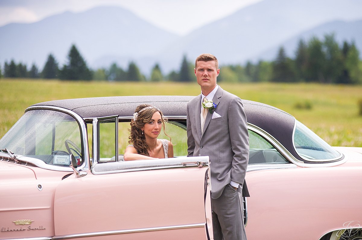 classic bridal portrait vintage car lake placid