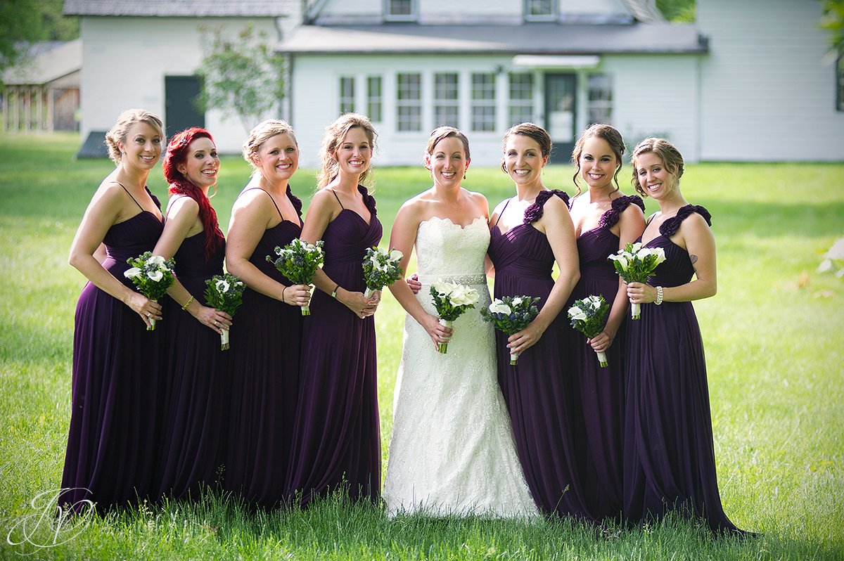 bridal party photo, brides maids with bride photo, mabee farms historic site, wedding at mabee Farms, Schenectady Wedding Photographer, Key Hall Proctors reception