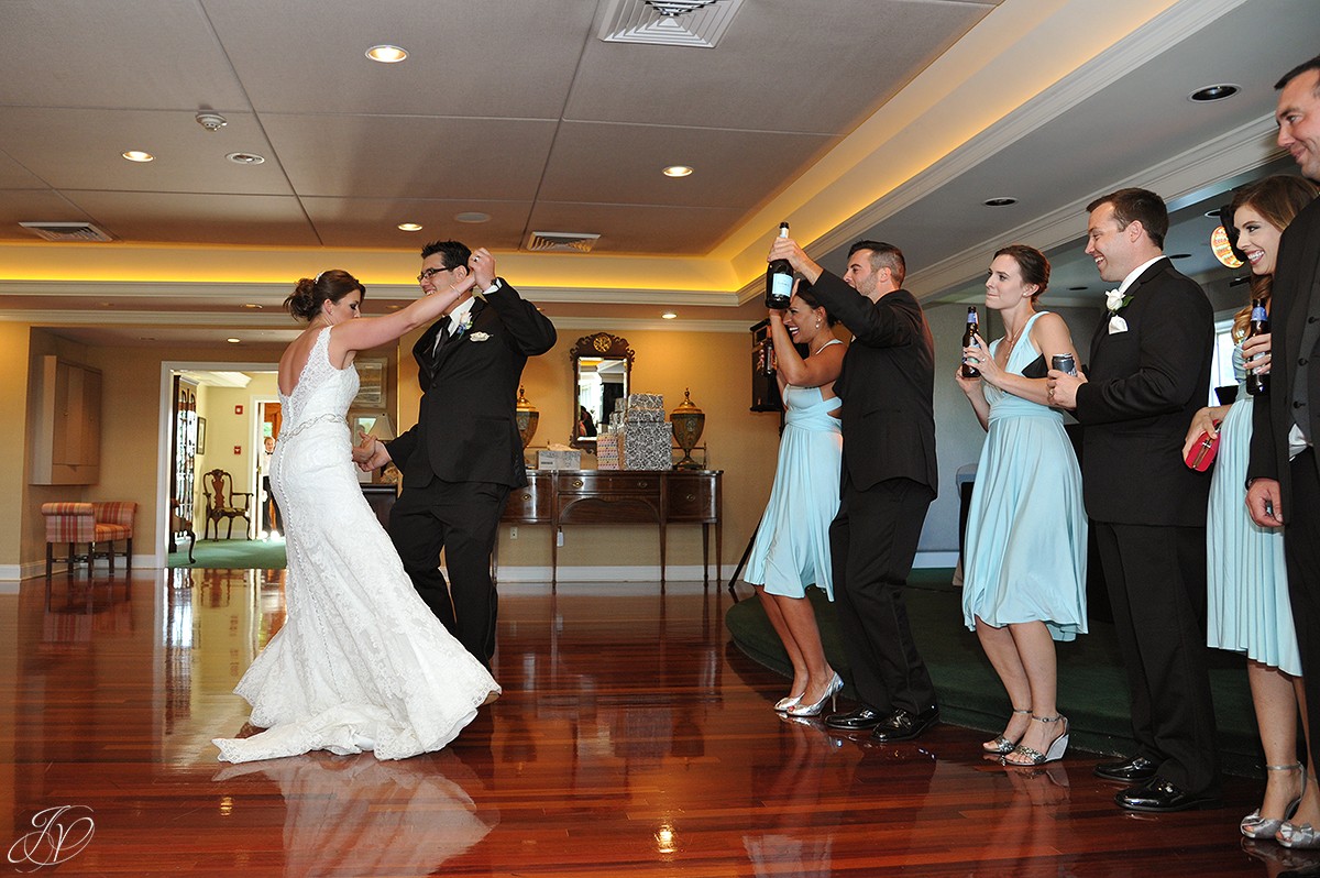 bride and groom intro at wedding reception 