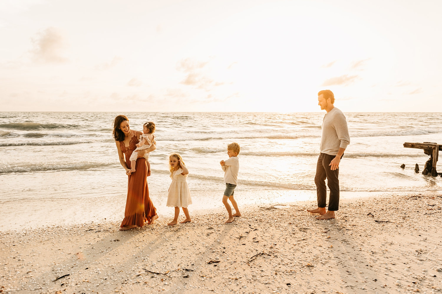 family beach portraits, family of 5 coastal pictures, Ryaphotos, Naples, Florida