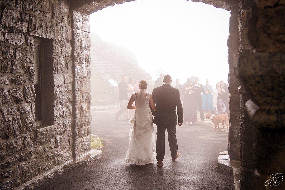 ceremony at top of whiteface mountain fog during ceremony