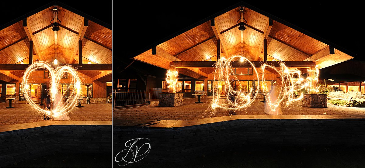 sparkler photos, painting with light, outside bride and groom night photos, Lake Placid Wedding Photographer, lake placid wedding, reception detail photos, Wedding at the Lake Placid Crowne Plaza