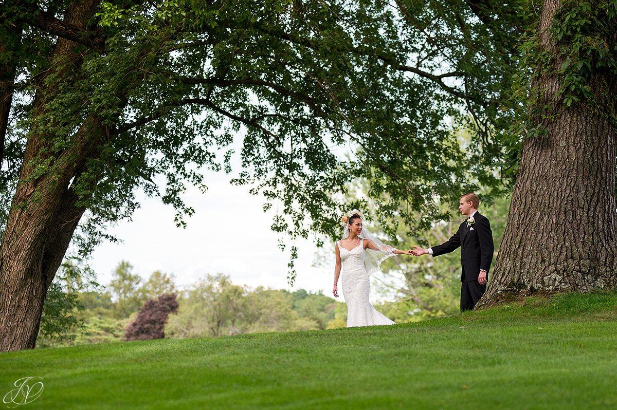 bride and groom in nature normanside country club