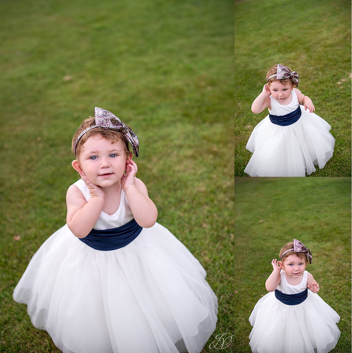 adorable flower girl with sparkly headpiece