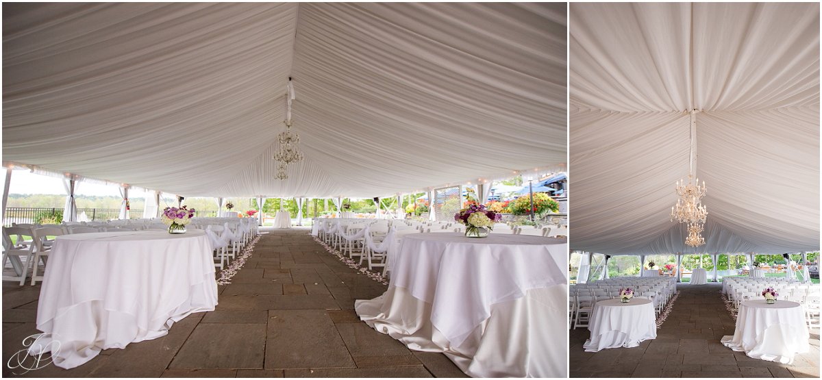 outside wedding ceremony details white tent saratoga national