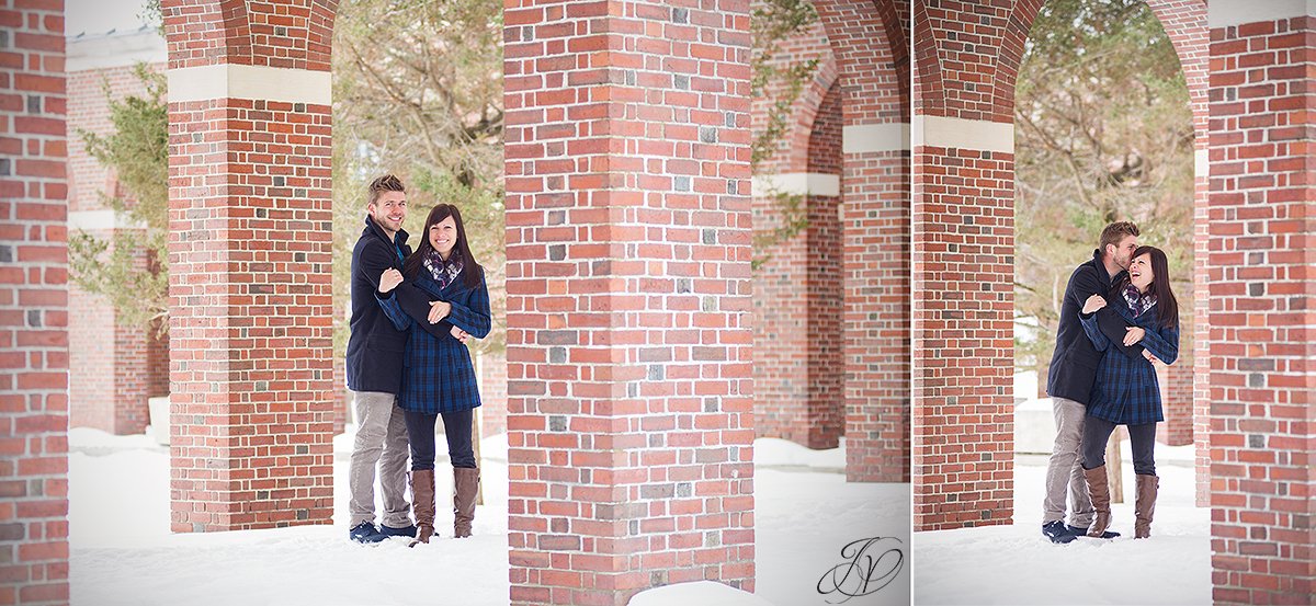 photo of engaged couple laughing