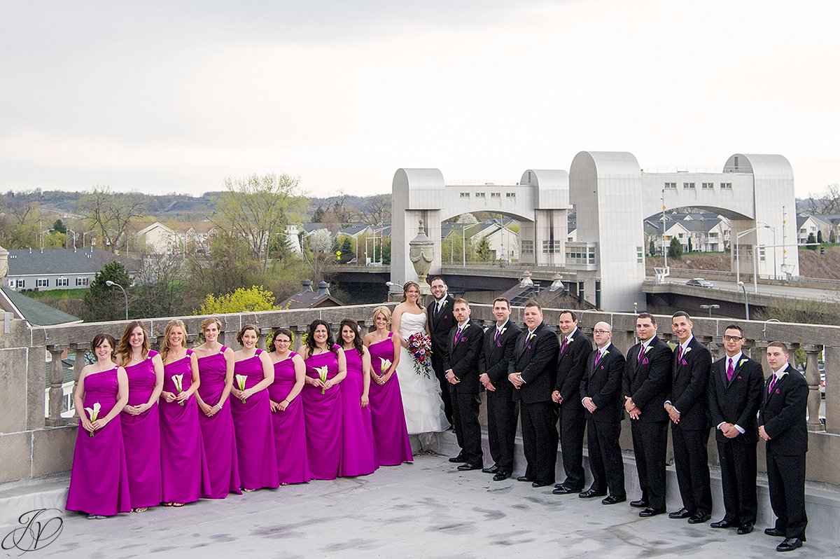 wedding party photo with a great view
