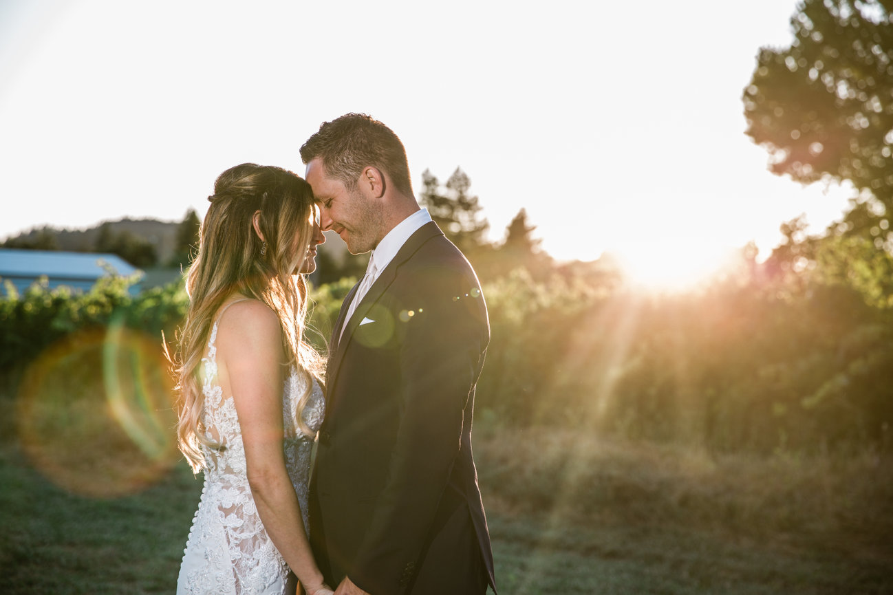 Bride and Groom during sunset photos photographed by Studio J Photography