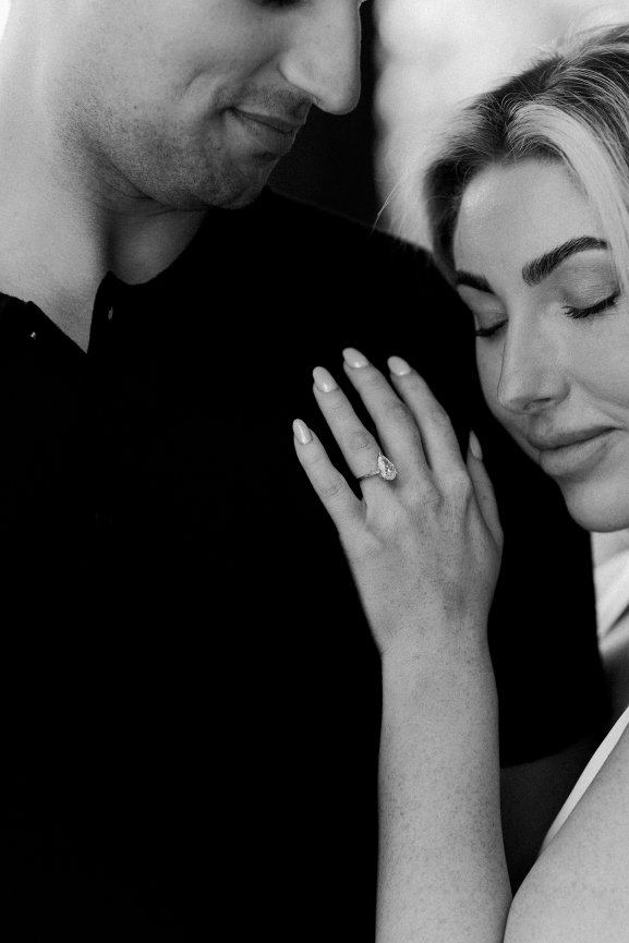 Engaged couple during a photoshoot with Sheila Johnson Studio J Photography