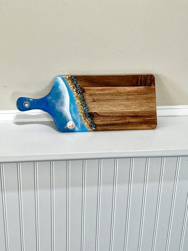 Acacia Wooden Tray: Blue Ocean