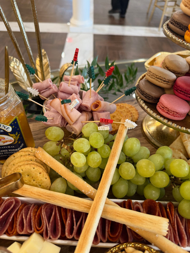 Fruit and candy platter with skewers