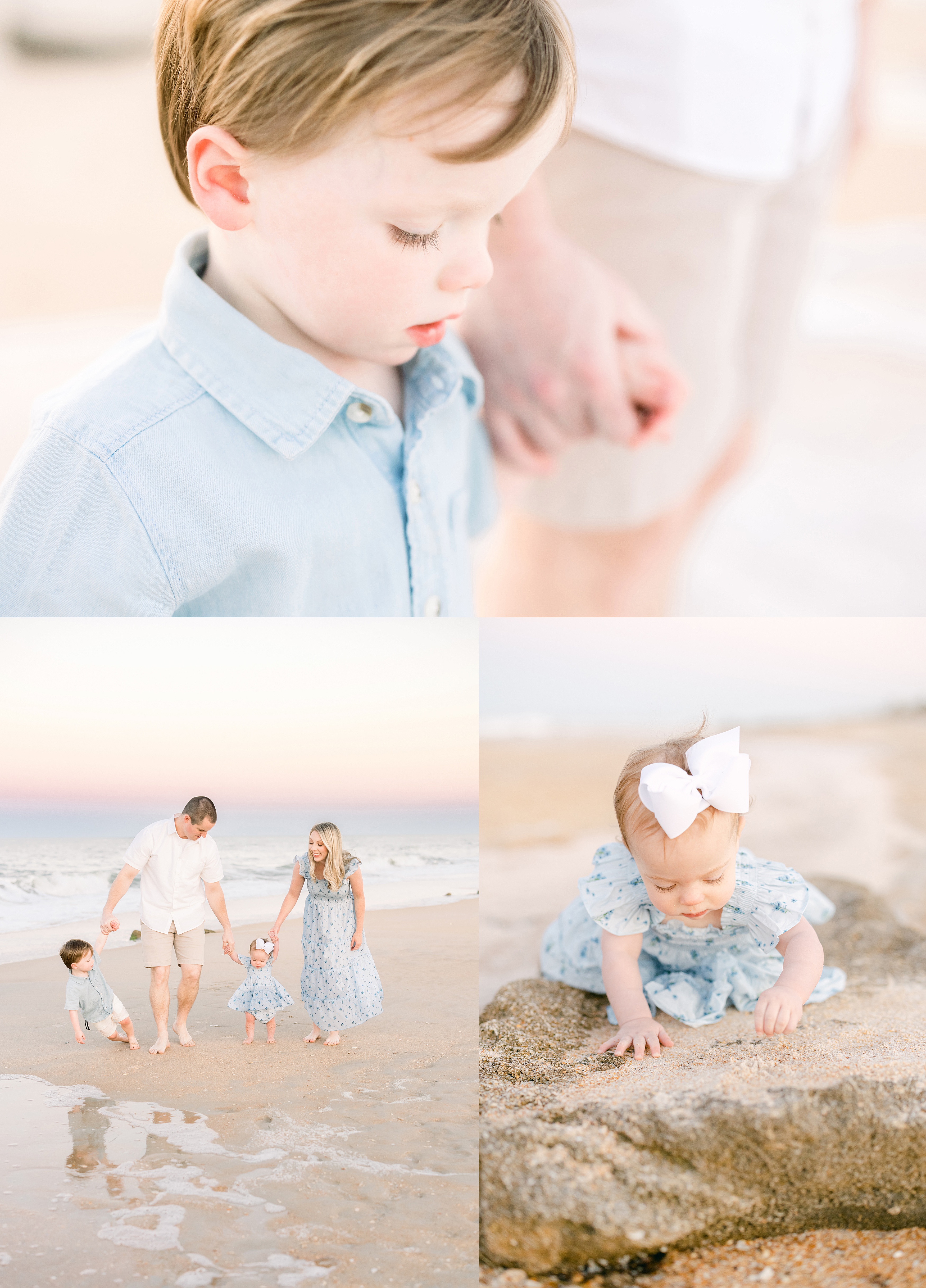 sunset family beach portraits of a family in St. Augustine Beach Florida