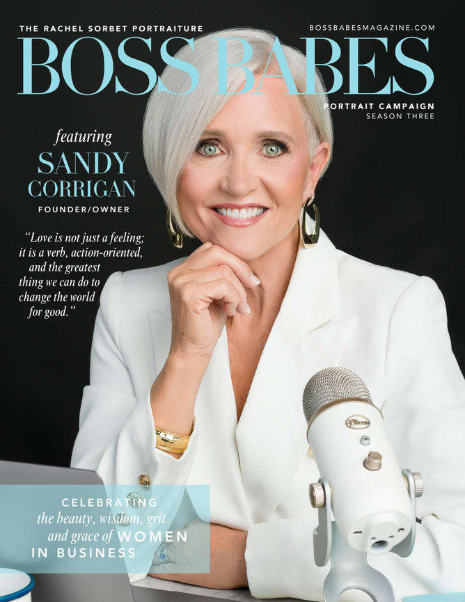 Sandy Corrigan on the cover of Boss Babes Magazine