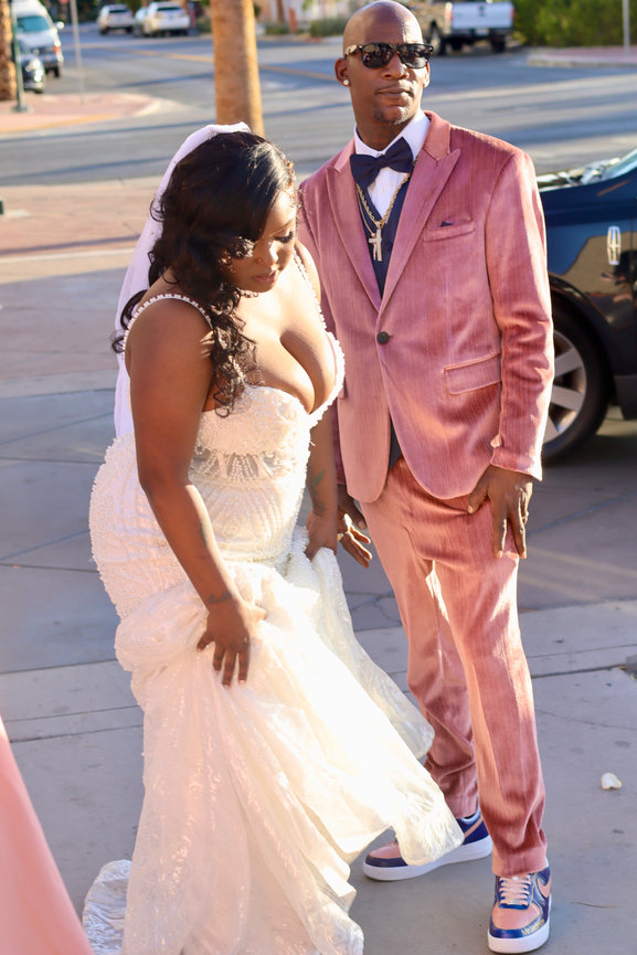 Bride and groom outdoors