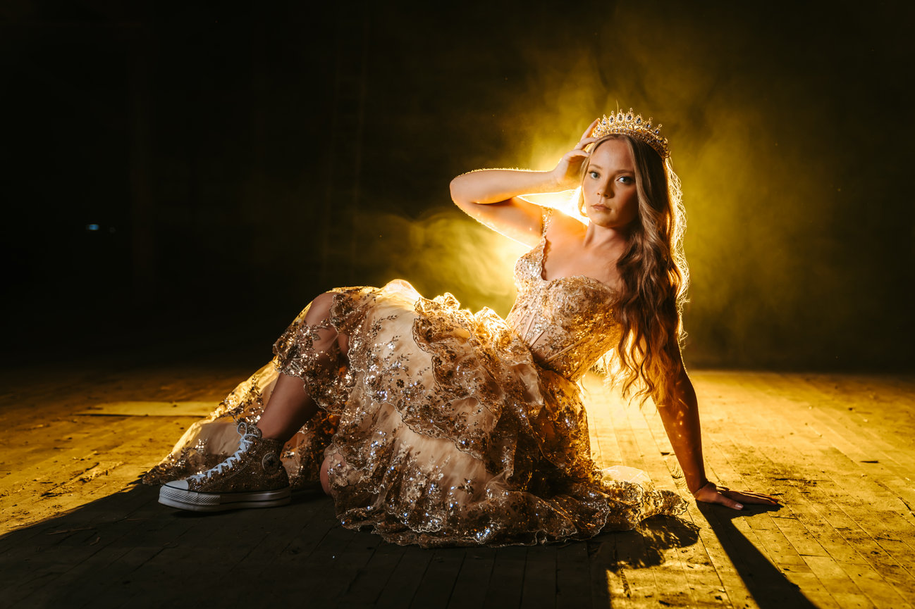 Unique Senior Portraits Dancer in Prom Dress