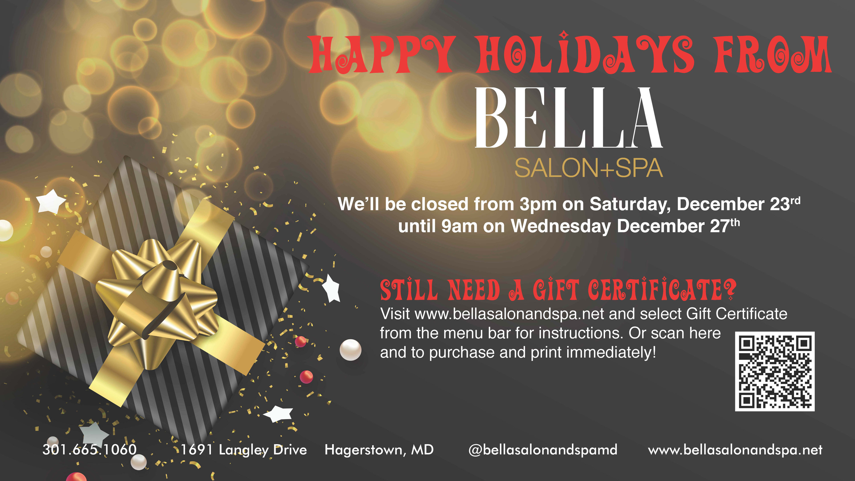 Happy Holidays From Bella Salon & Spa! - Bella Salon And Spa