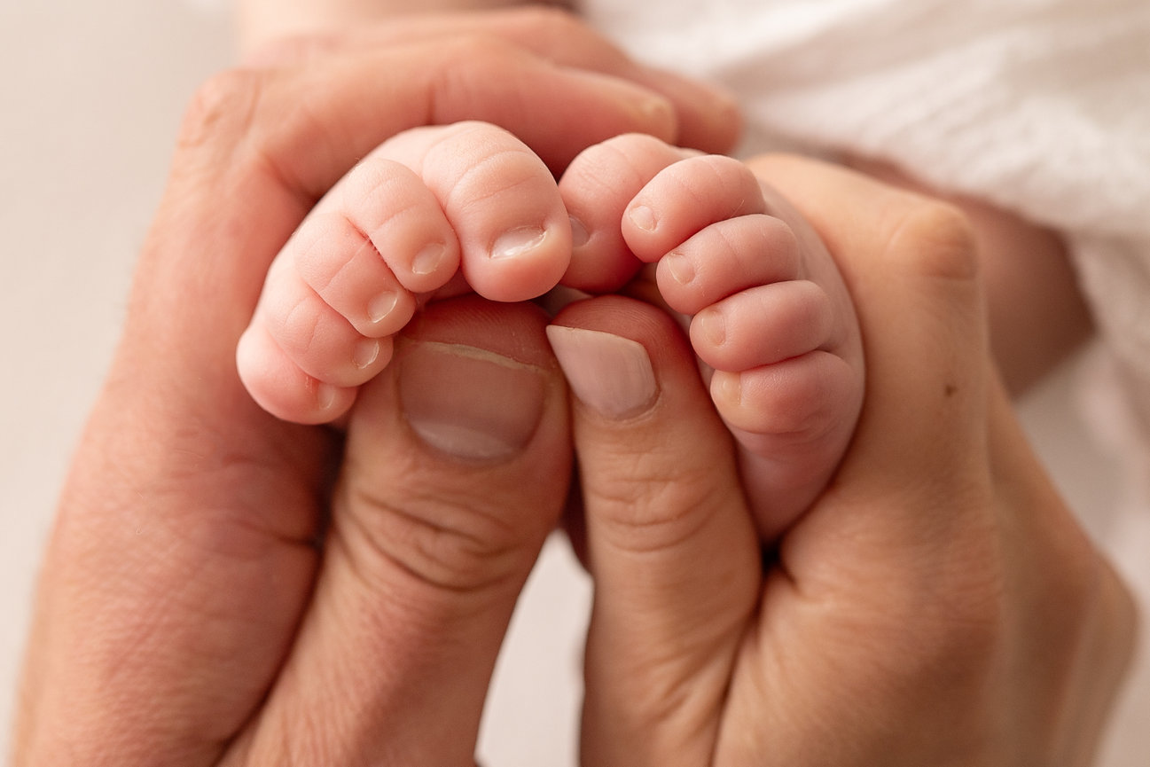 Baby detail shot from a lifestyle session in a minimalist Monmouth County studio