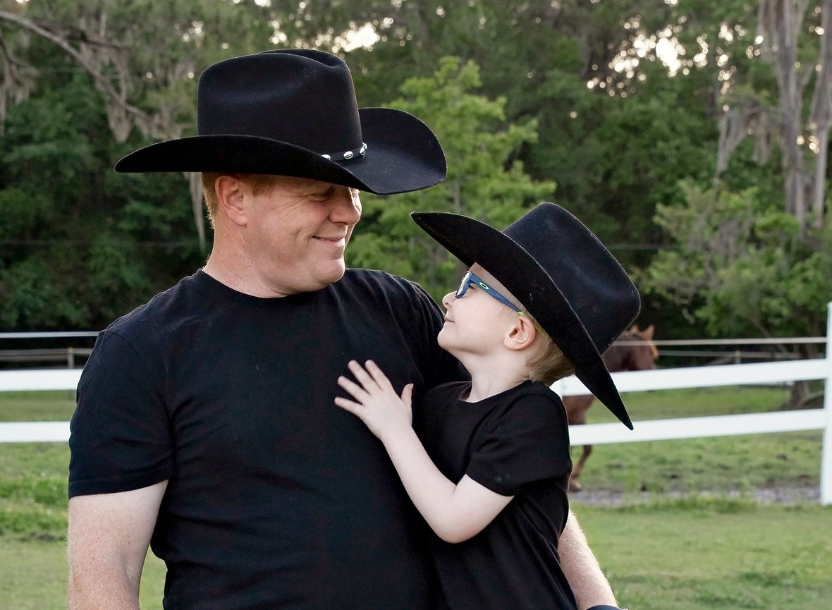 Father son picture at the barn