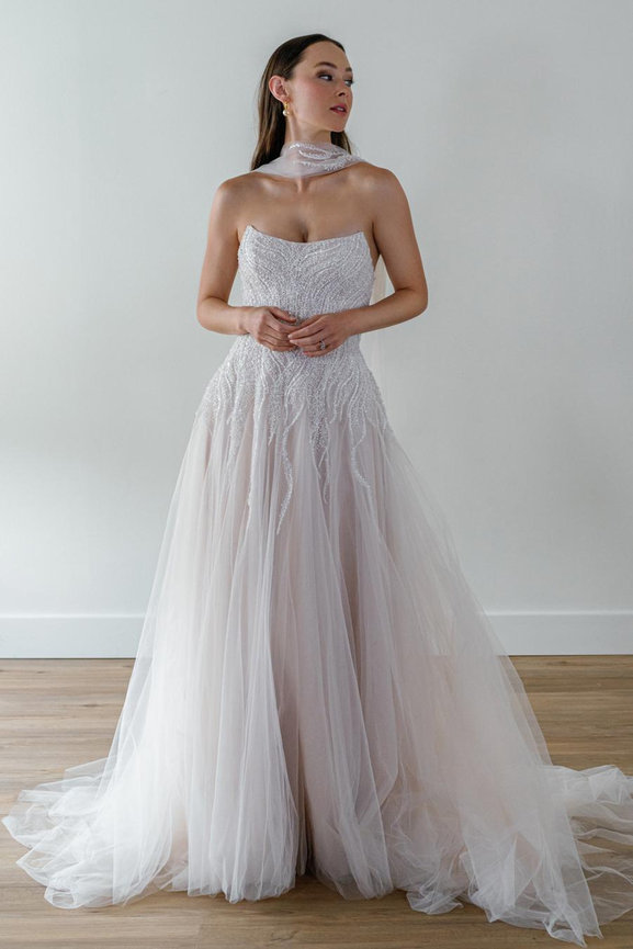 green emerald velvet dress JULISTE Strapless Organza Peony A Line Prom & Formal Dress main image 1