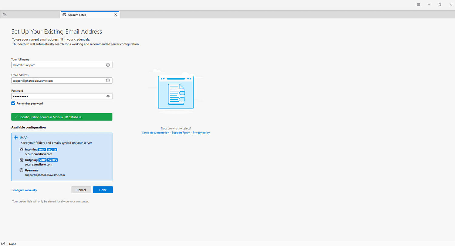 How Do I Setup Mailbox for Thunderbird - PhotoBiz Knowledge Base