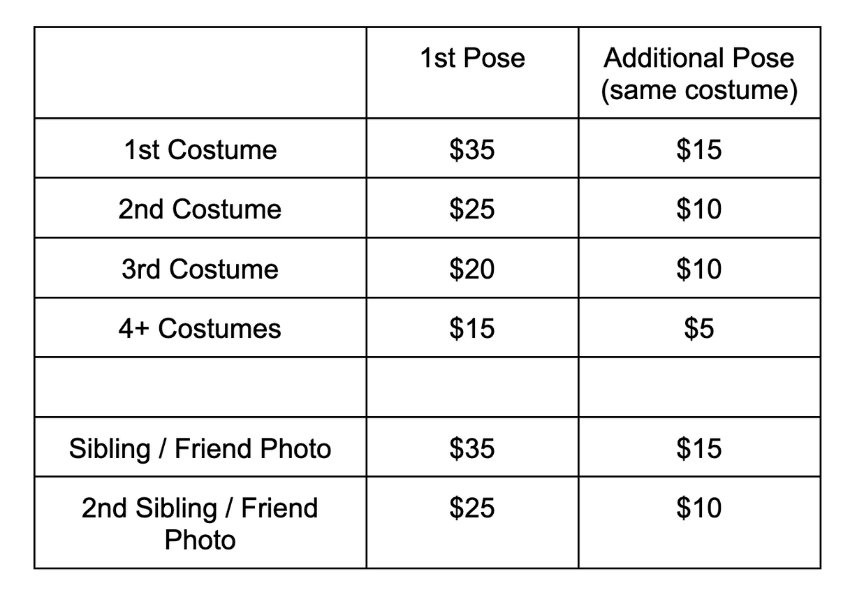 Dance Photography Pricing